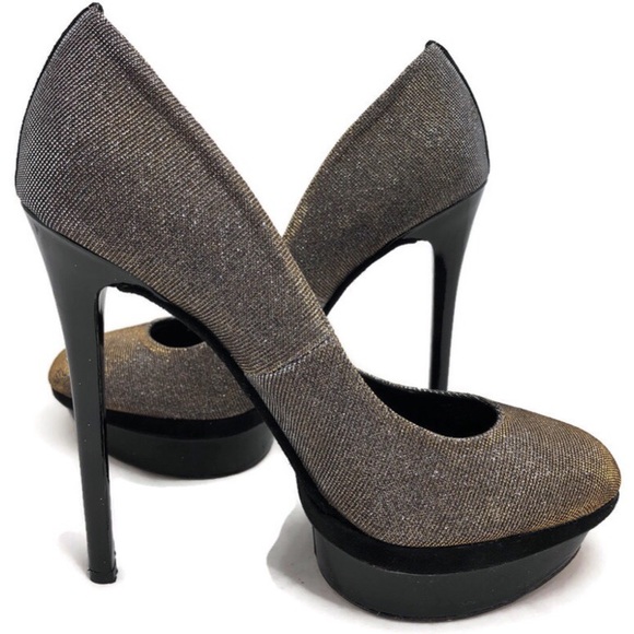 B By Brian Atwood FONTANNE Gold & Silver Glitter Pumps EU 38 - Picture 1 of 8